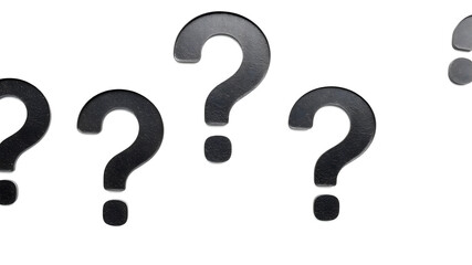 Question marks in front of white background. Generative AI