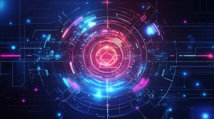 Fototapeta premium Abstract Futuristic Technology Background Showcase with Digital Elements