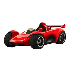 red race car with black wheels isolated on a white background