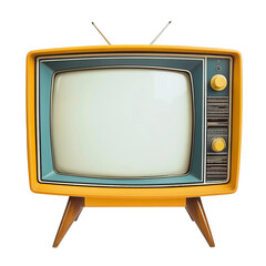 retro yellow television set isolated on a white background