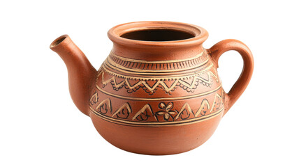 A Traditional Clay Teapot with a Handle Perfect for Serving Tea at Gatherings and Celebrations, Ideal for Cultural Events and Tea Ceremonies.