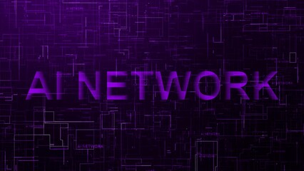 AI network text technology data line purple