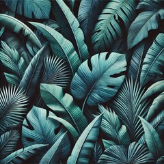 Lush tropical leaf patterns creating bold and eye-catching textures inspired by natural beauty. Generative AI
