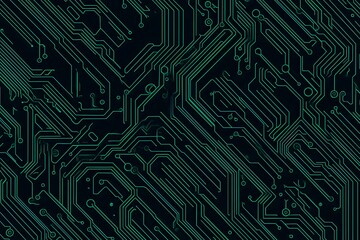 Abstract close-up of a glowing blue digital circuit board, showcasing intricate connections and technological design on a black background.
