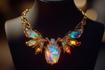 Elegant Opal and Gold Necklace Design