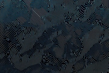 Abstract close-up of a glowing blue digital circuit board, showcasing intricate connections and technological design on a black background.
