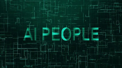 AI people text technology data line cyan color