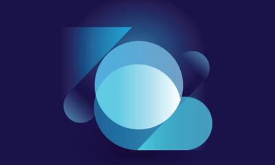 An abstract digital artwork featuring a combination of geometric shapes in varying shades of blue