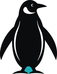 Emperor Penguin silhouette black color, vector art illustration