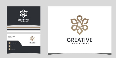 Elegant floral logo design with line art style