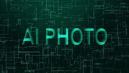 AI photo text technology data line cyan color