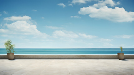 digital vintage style blue sky and ocean graphics poster background