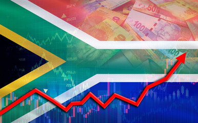 South Africa economic growth on financial graph. South Africa financial growth on market graph © IHERPHOTO