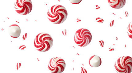 peppermint candies with red and white swirl isolated on white transparent background