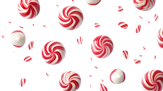 peppermint candies with red and white swirl isolated on white transparent background - Powered by Adobe