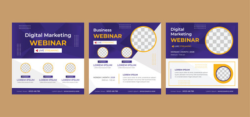 digital business marketing strategies live webinar Annual Business Conference live webinar banner invitation Layout Design Template