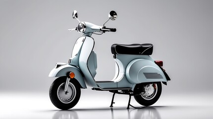 Elegant Light Blue Vintage Scooter, Classic Design Motorcycle, Studio Shot