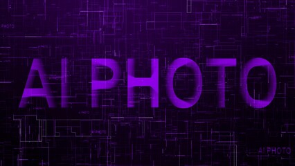 AI photo text technology data line purple
