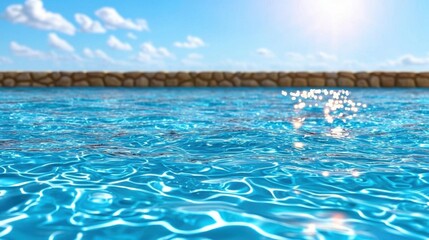 Smooth ripple texture on pastel blue water, relaxing feel