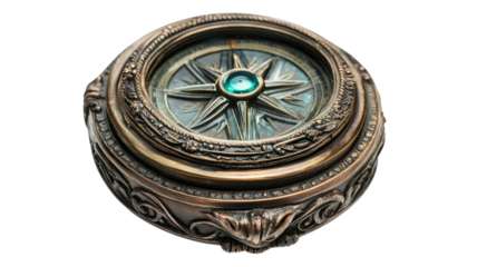 A Vintage Bronze Compass with a Detailed Face Perfect for Adventure and Exploration Themes in Design and on Websites.