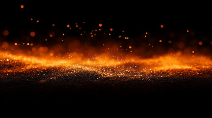 Fototapeta premium Abstract Glowing Particles with Orange Sparks on Dark Background
