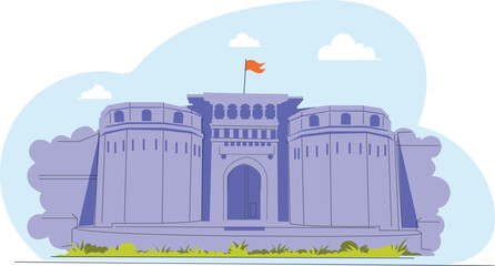 An illustration of Pune city&rsquo;s architectural landmarks, featuring iconic structures like Shaniwar Wada, Aga Khan Palace