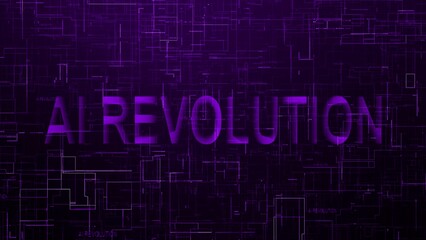 AI revolution text technology data line purple color