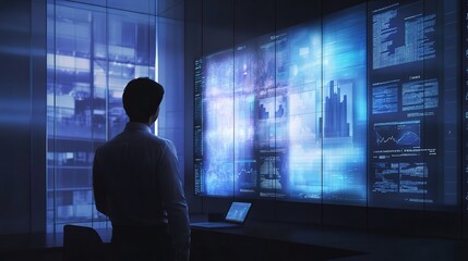 Fototapeta premium Executive Analyzing Data Reports in Modern Office Setting