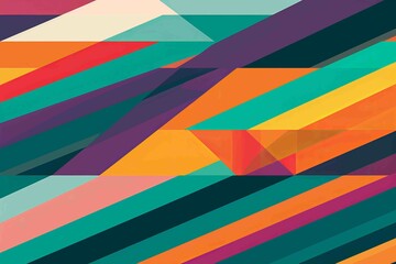 Obraz premium with bold stripes that are either horizontal or diagonal and come in vivid orange, purple, and teal hues, giving the design a lively and playful feel.