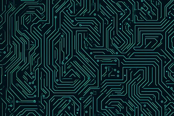 Abstract close-up of a glowing blue digital circuit board, showcasing intricate connections and technological design on a black background.
