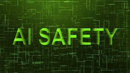 AI safety text technology data line green color