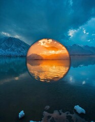 sunset over the lake