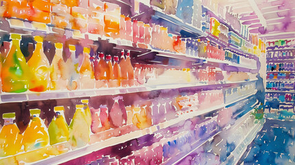 Fototapeta premium A colorful display of drinks in a store