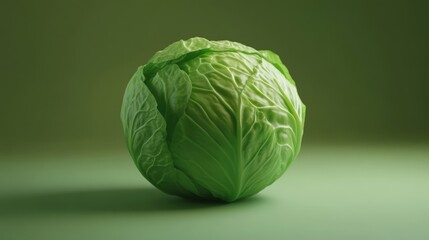 Fototapeta premium Fresh cabbage on green background