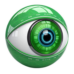 Green futuristic technology human eye isolated human look vision attack HD photo PNG file download