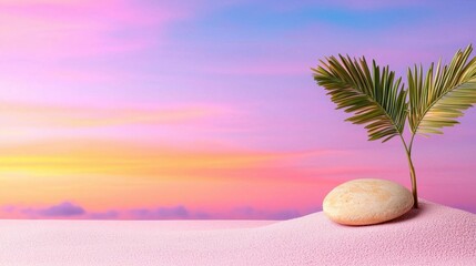 Obraz premium Warm and soft sunset gradient with pink and purple hues