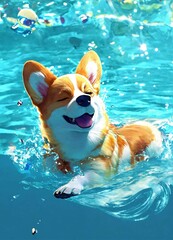 dog in pool