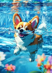 dog in water