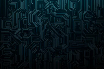 Abstract close-up of a glowing blue digital circuit board, showcasing intricate connections and technological design on a black background.
