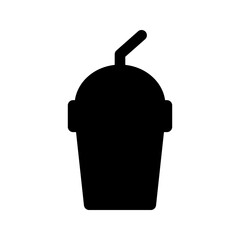 A plastic cup of soft drink with a straw icon, take away