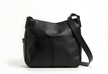 Naklejka premium Leather black women business bag in white isolated background side view 