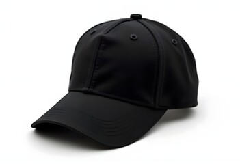 Fototapeta premium Black snapback hat mockup image on white background 