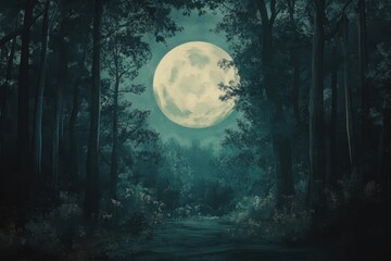Moonlit Forest Path A Nighttime Scene
