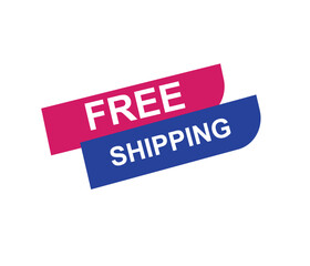 Vector illustration free shipping label. Modern dynamic sales banner