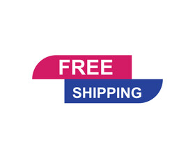 Vector illustration free shipping label. Modern dynamic sales banner