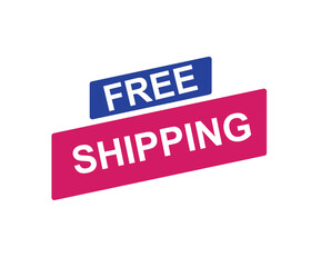 Vector illustration free shipping label. Modern dynamic sales banner