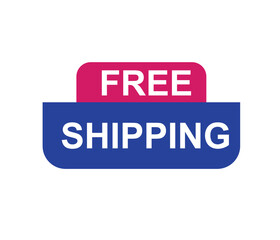 Vector illustration free shipping label. Modern dynamic sales banner