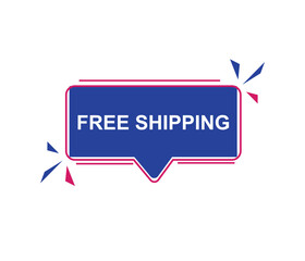Vector illustration free shipping label. Modern dynamic sales banner
