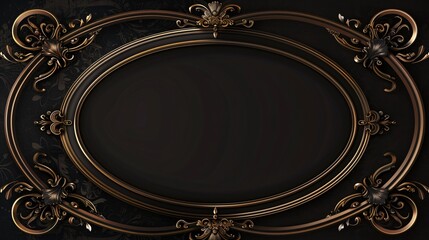 Exquisite Vintage Dark Gold Oval Frame with Abstract Golden Pattern