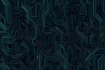 Abstract close-up of a glowing blue digital circuit board, showcasing intricate connections and technological design on a black background.
